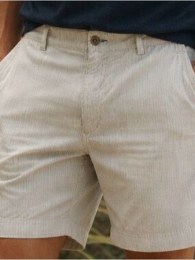 Banana Republic Beige Pinstriped Cotton-Blend Chino Shorts